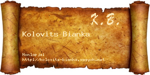 Kolovits Bianka névjegykártya